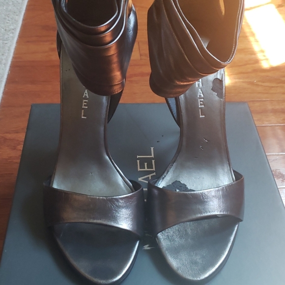 Dark Silver/Pewter High Heel Open Toe Sandals - Picture 12 of 13